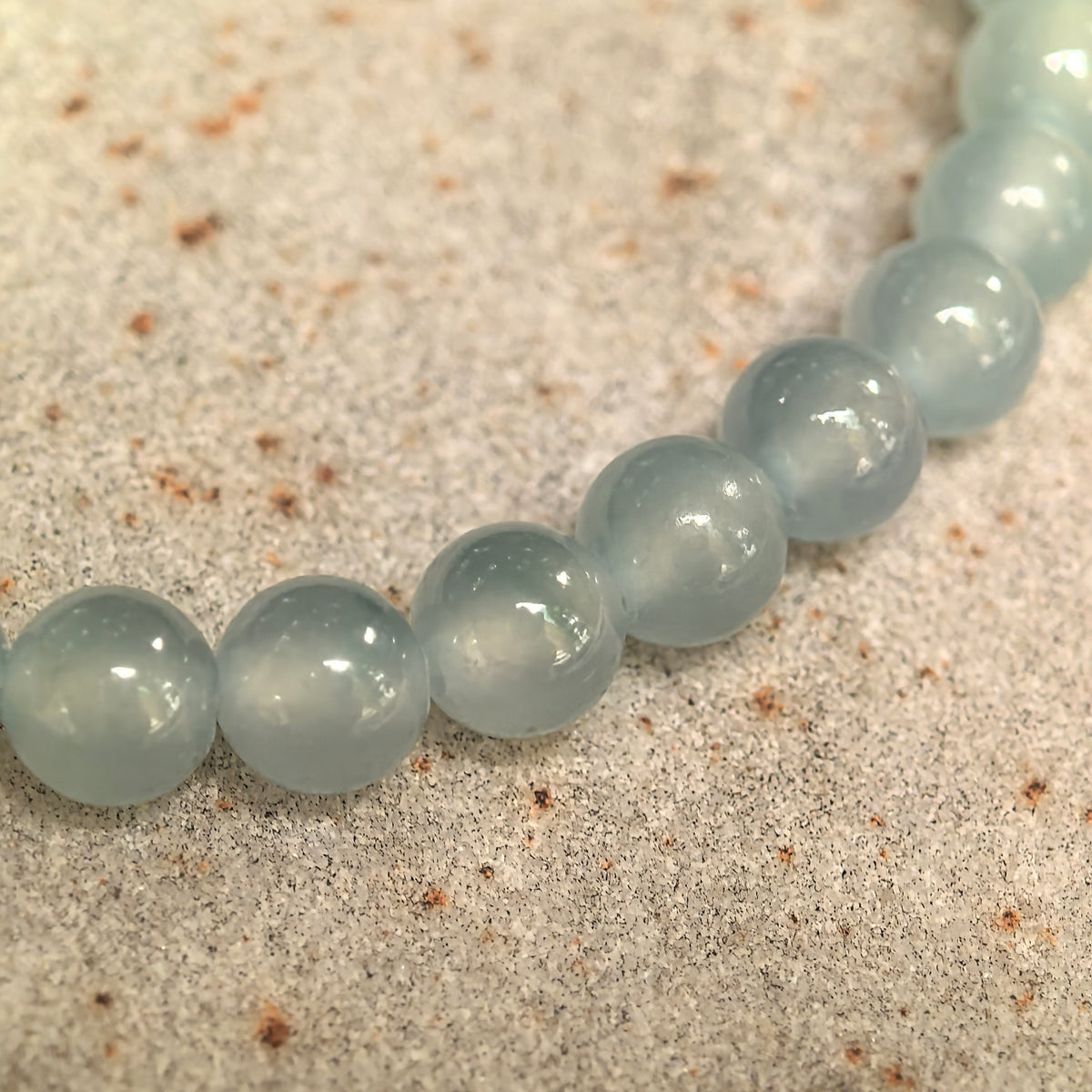 Icy Light Blue Round Bead Jadeite Bracelet -6mm