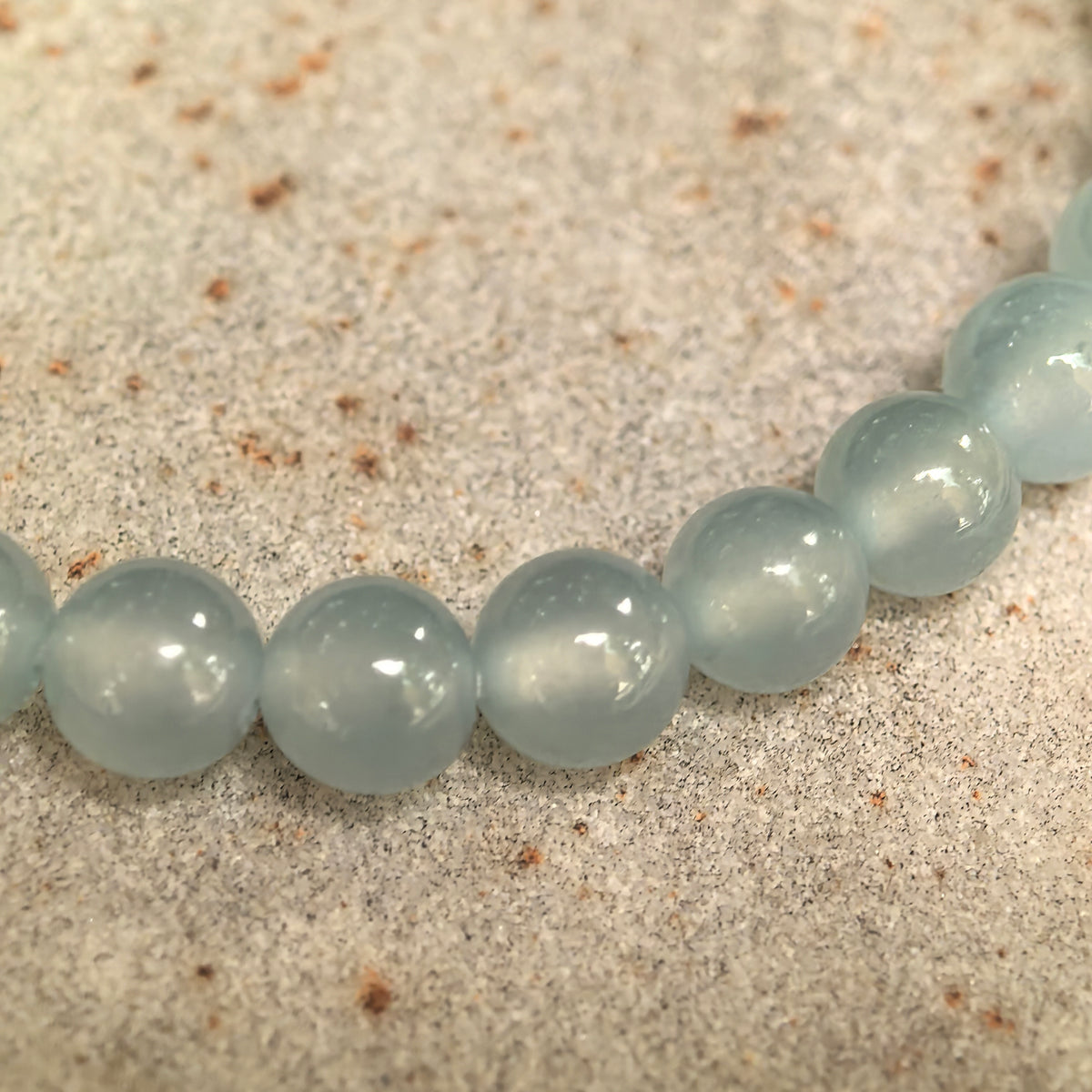 Icy Light Blue Round Bead Jadeite Bracelet -6mm