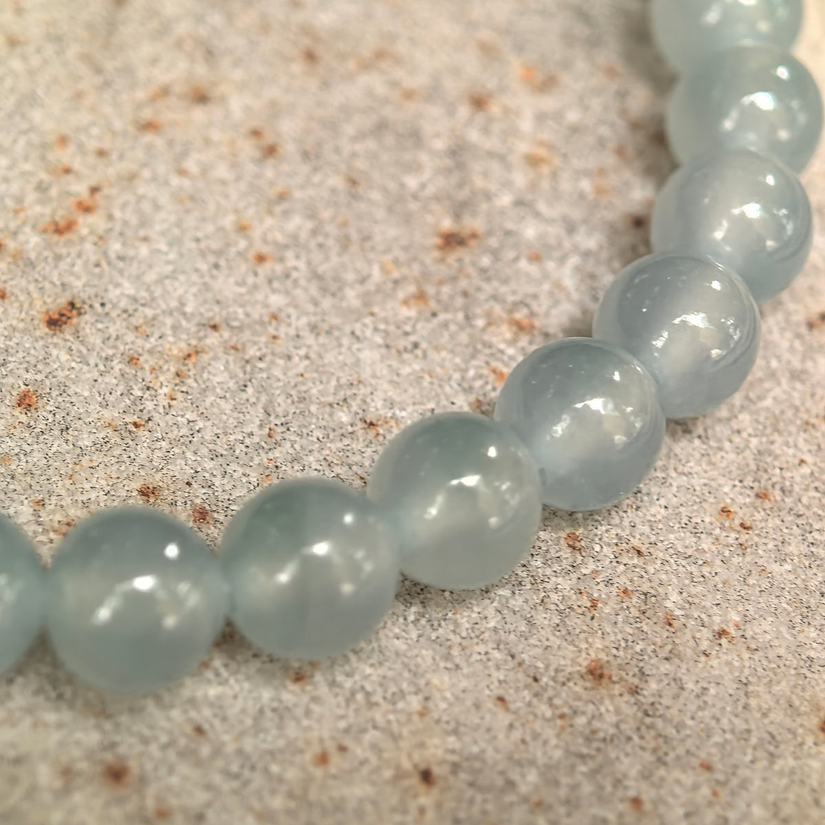 Icy Light Blue Round Bead Jadeite Bracelet -6mm