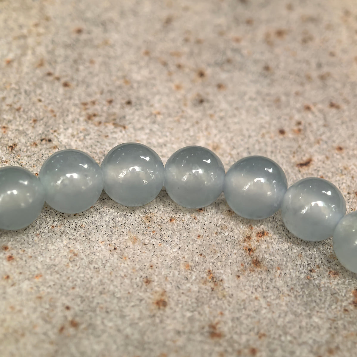 Icy Light Blue Round Bead Jadeite Bracelet -6mm