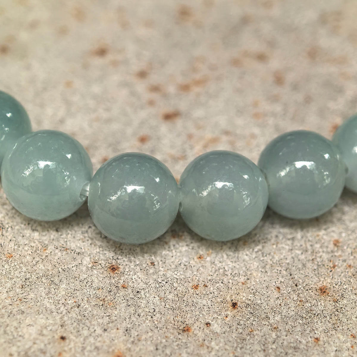 Icy Glutinous Light Green Round Bead Jadeite Bracelet -7mm