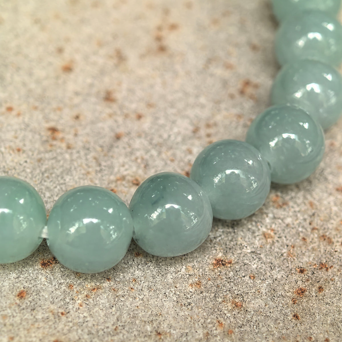 Icy Glutinous Light Green Round Bead Jadeite Bracelet -7mm