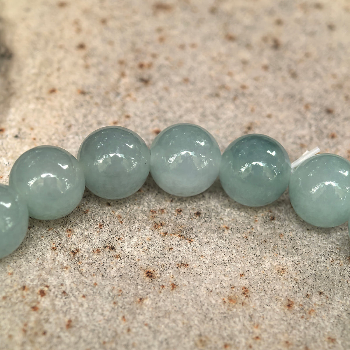 Icy Glutinous Light Green Round Bead Jadeite Bracelet -7mm