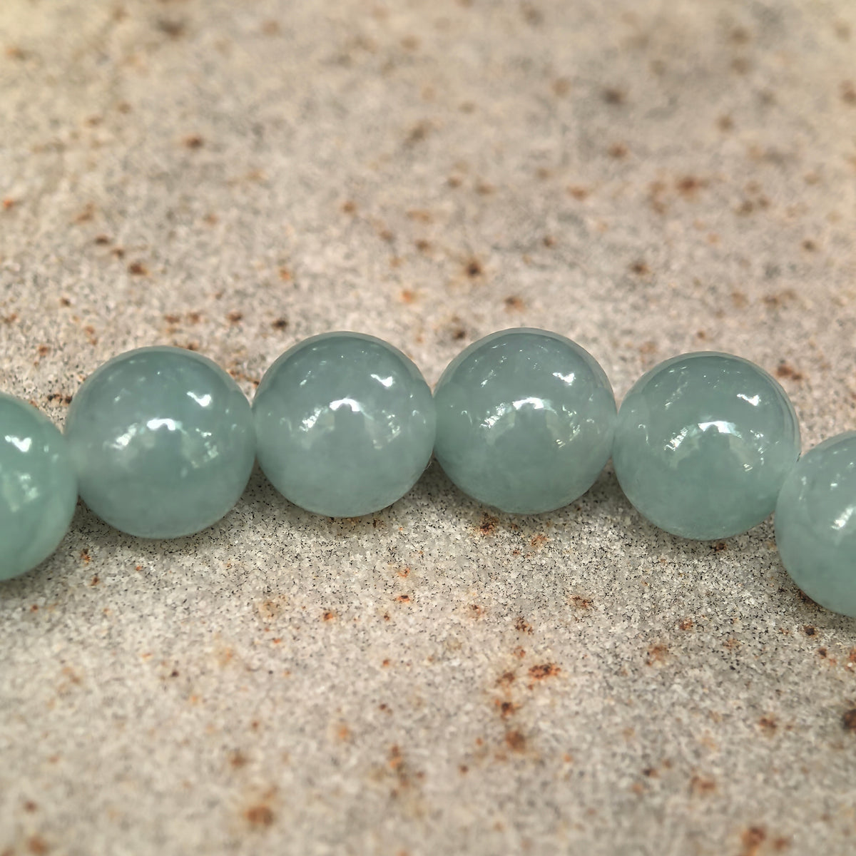 Icy Glutinous Light Green Round Bead Jadeite Bracelet -7mm
