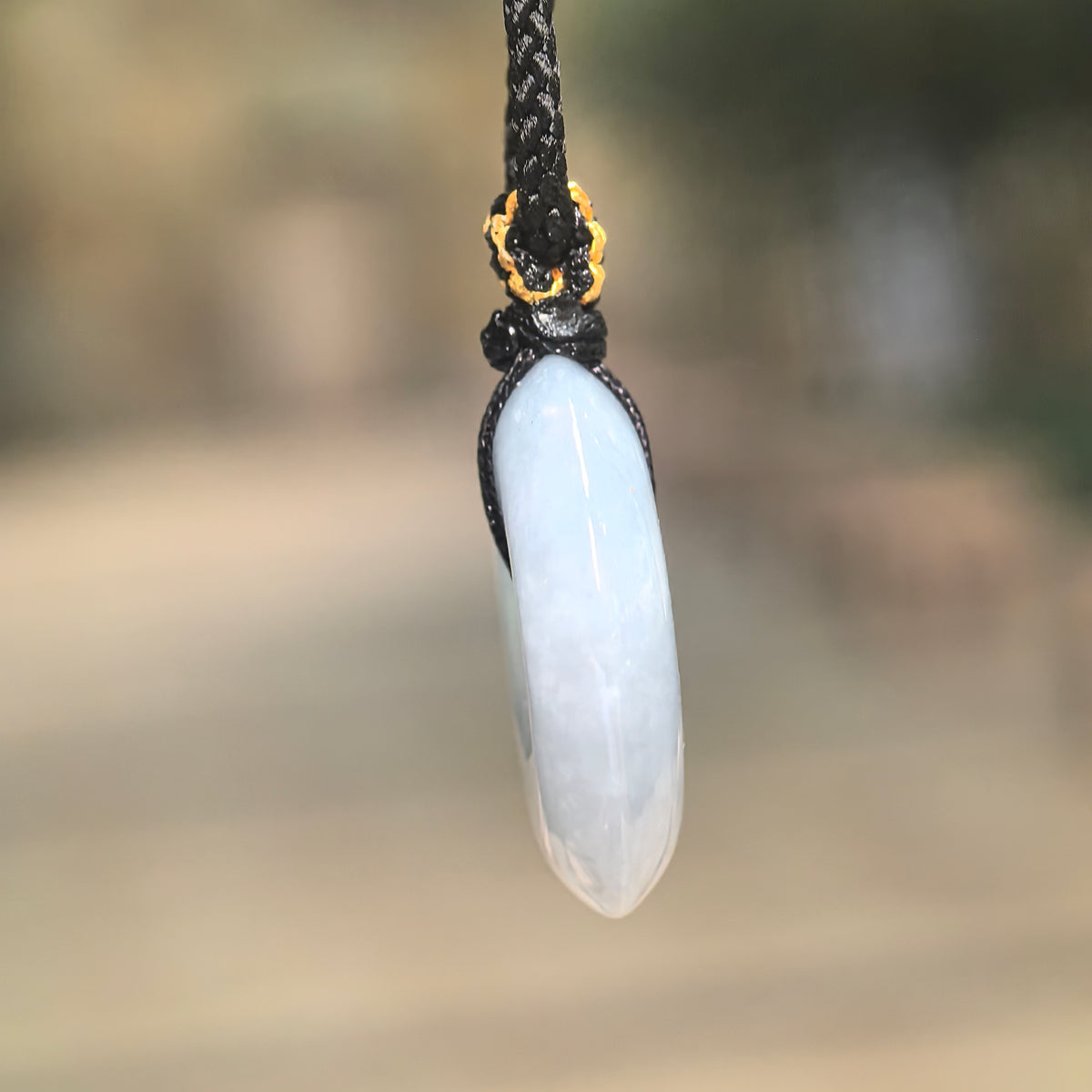 Glutinous Pale Blue Jadeite Peace Pendant