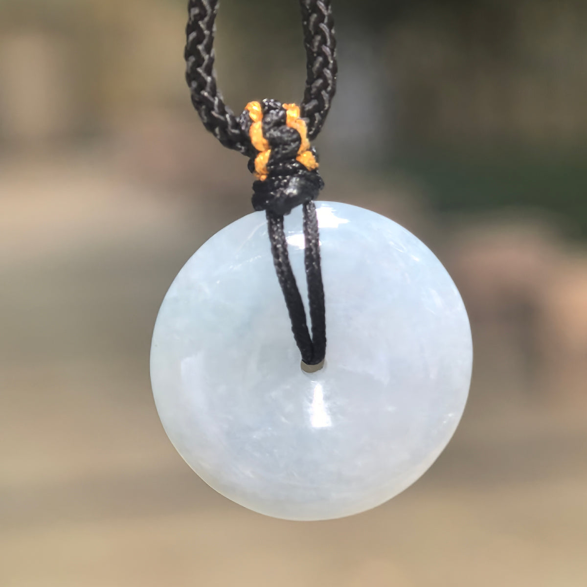 Glutinous Pale Blue Jadeite Peace Pendant