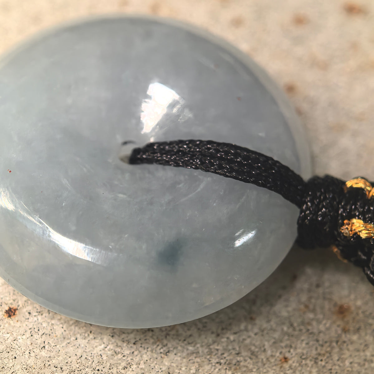 Glutinous Pale Blue Jadeite Peace Pendant