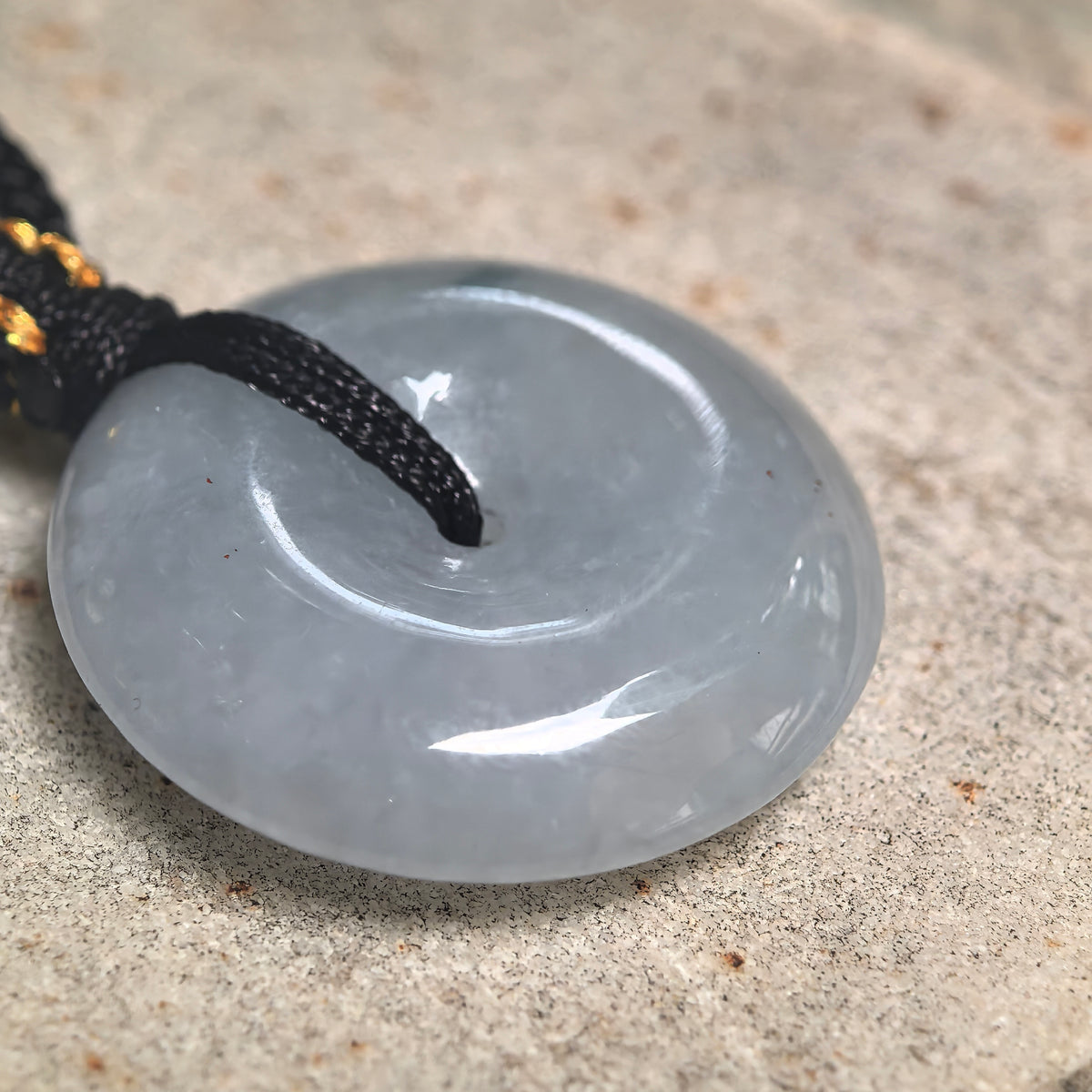 Glutinous Pale Blue Jadeite Peace Pendant