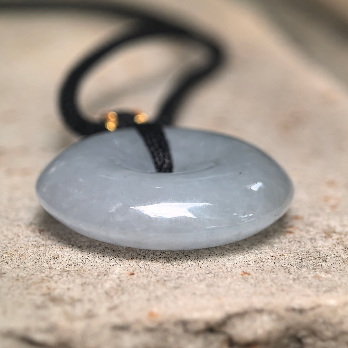 Glutinous Pale Blue Jadeite Peace Pendant