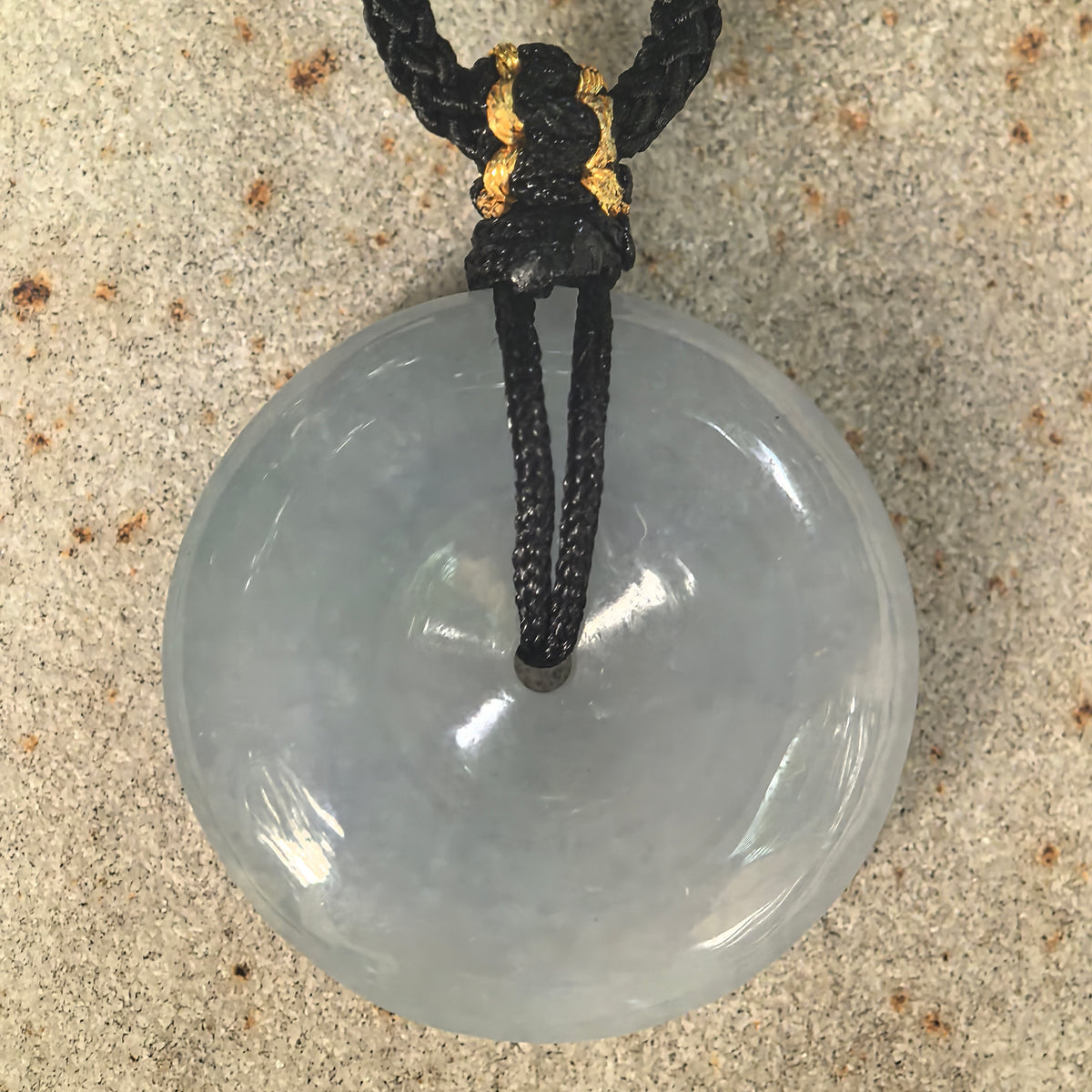Glutinous Pale Blue Jadeite Peace Pendant
