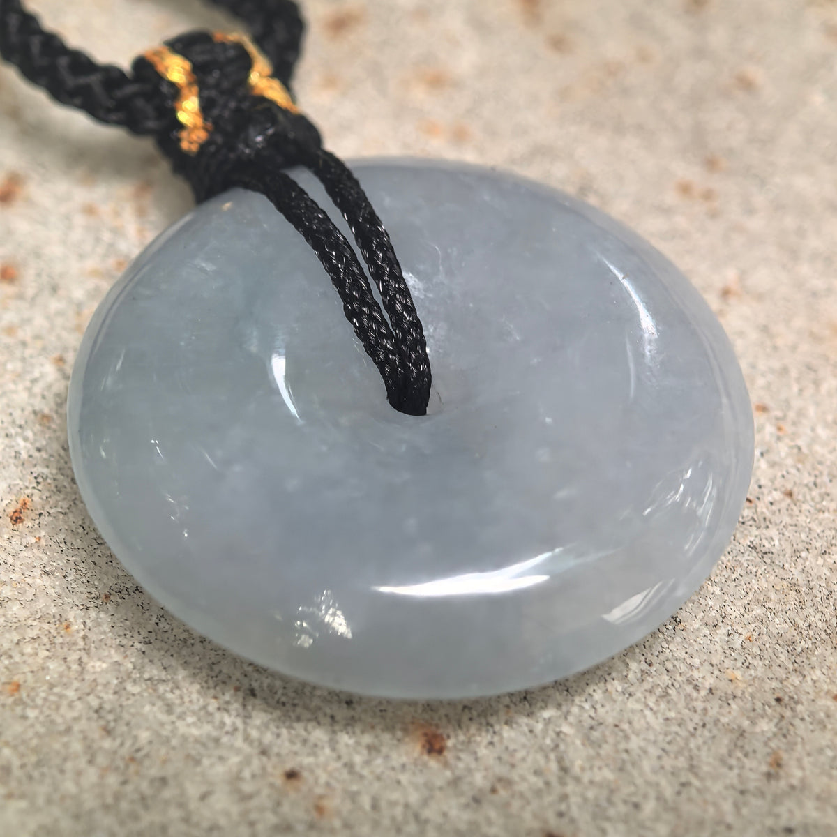 Glutinous Pale Blue Jadeite Peace Pendant