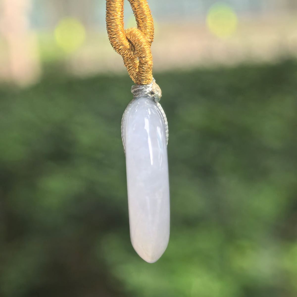 Glutinous Pale Lavender Jadeite Peace Pendant