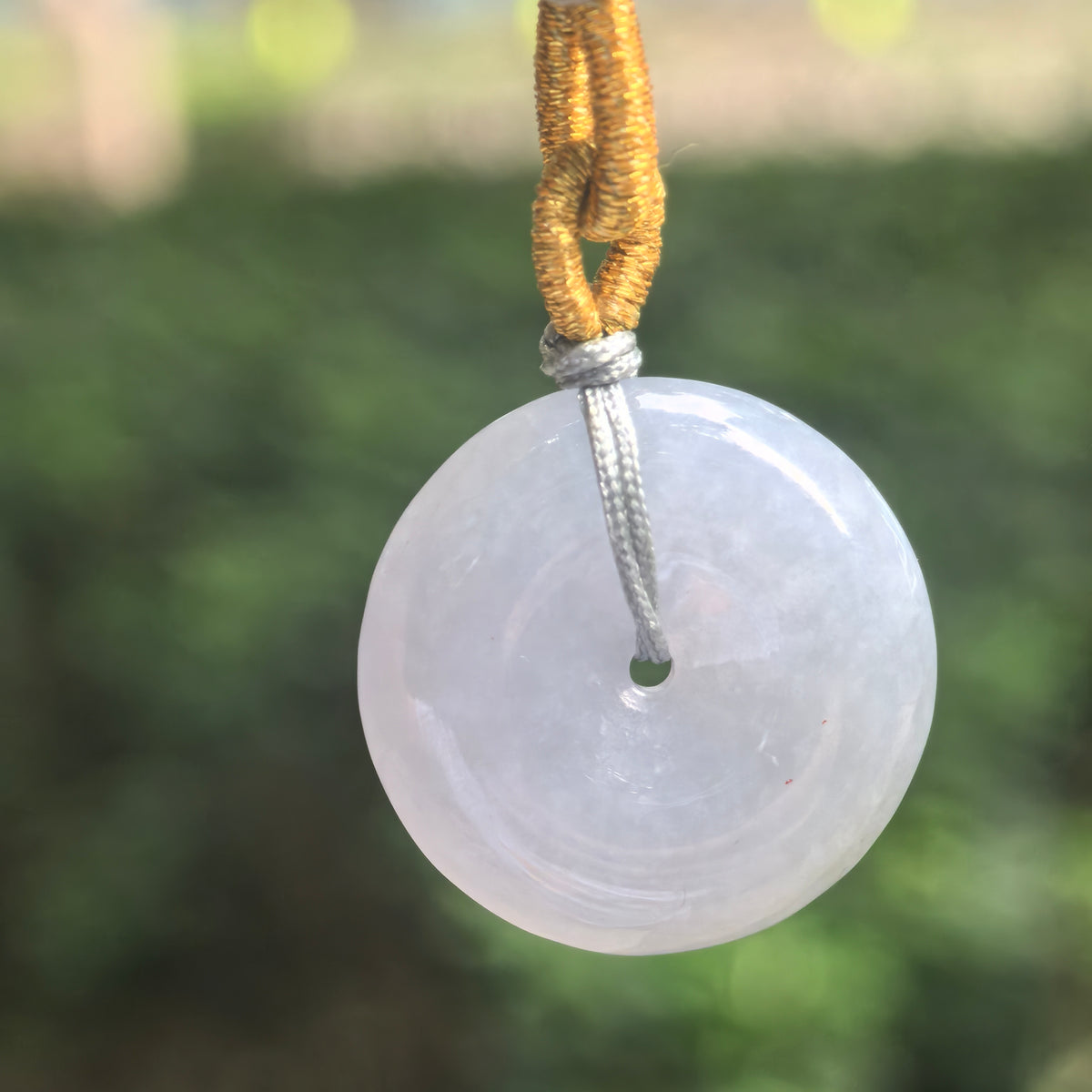 Glutinous Pale Lavender Jadeite Peace Pendant