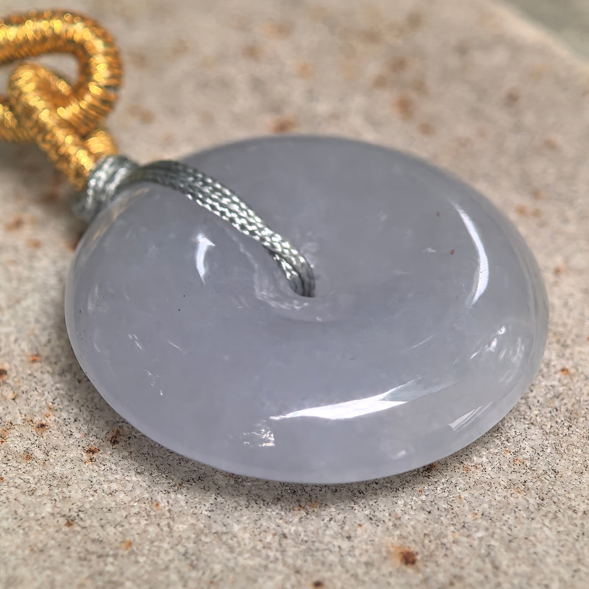 Glutinous Pale Lavender Jadeite Peace Pendant