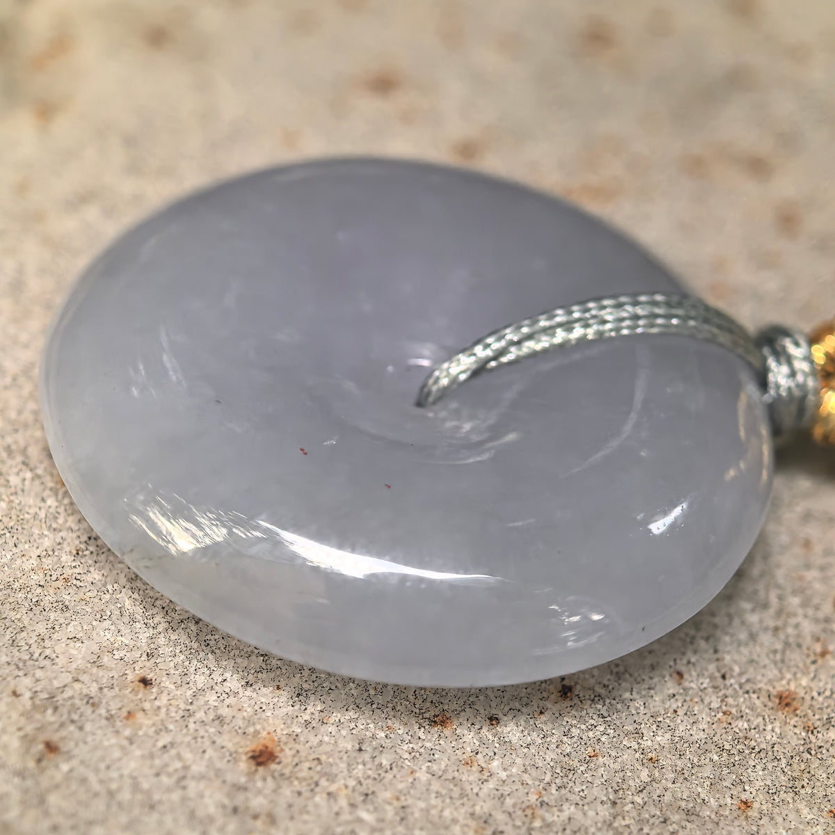 Glutinous Pale Lavender Jadeite Peace Pendant