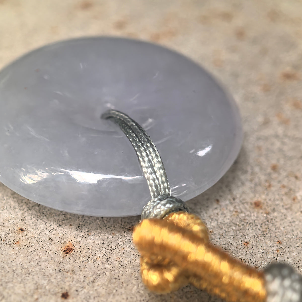 Glutinous Pale Lavender Jadeite Peace Pendant
