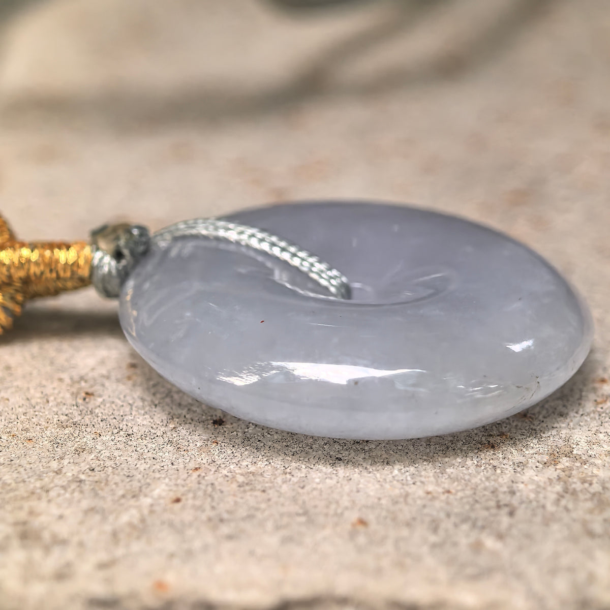 Glutinous Pale Lavender Jadeite Peace Pendant