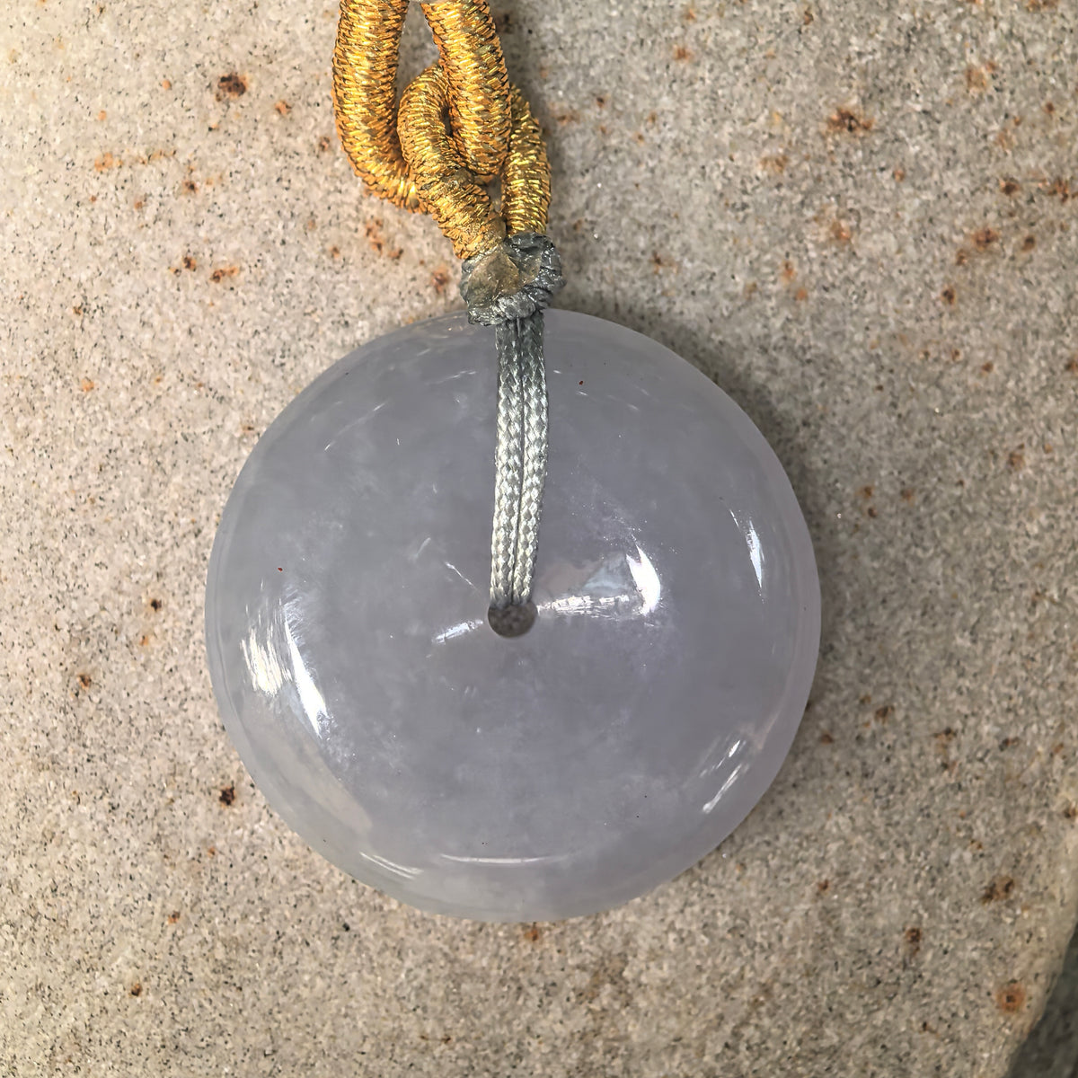 Glutinous Pale Lavender Jadeite Peace Pendant