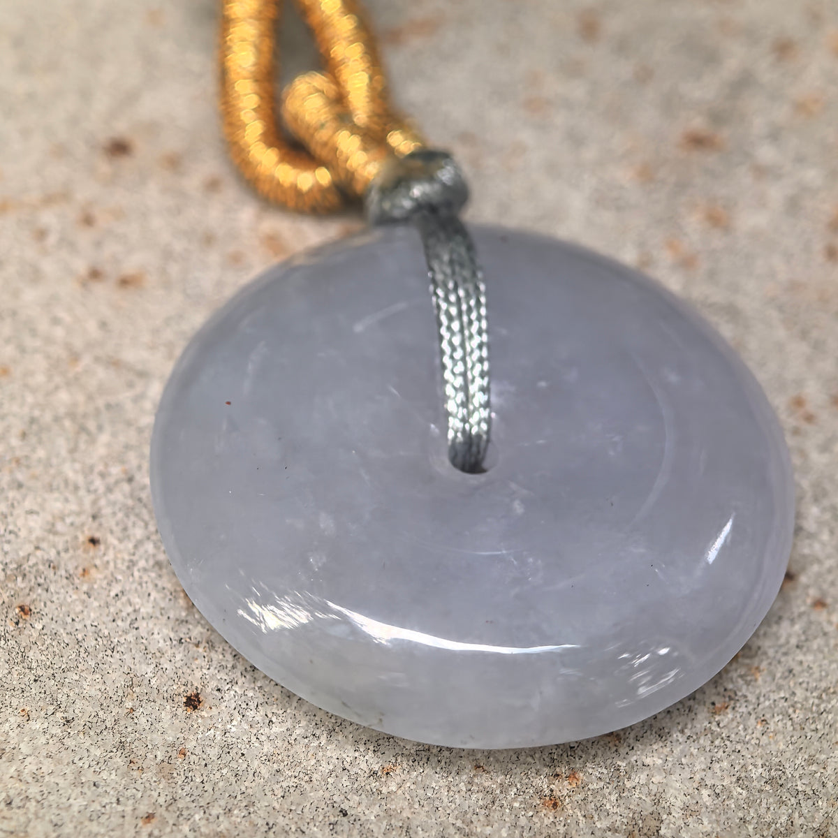Glutinous Pale Lavender Jadeite Peace Pendant