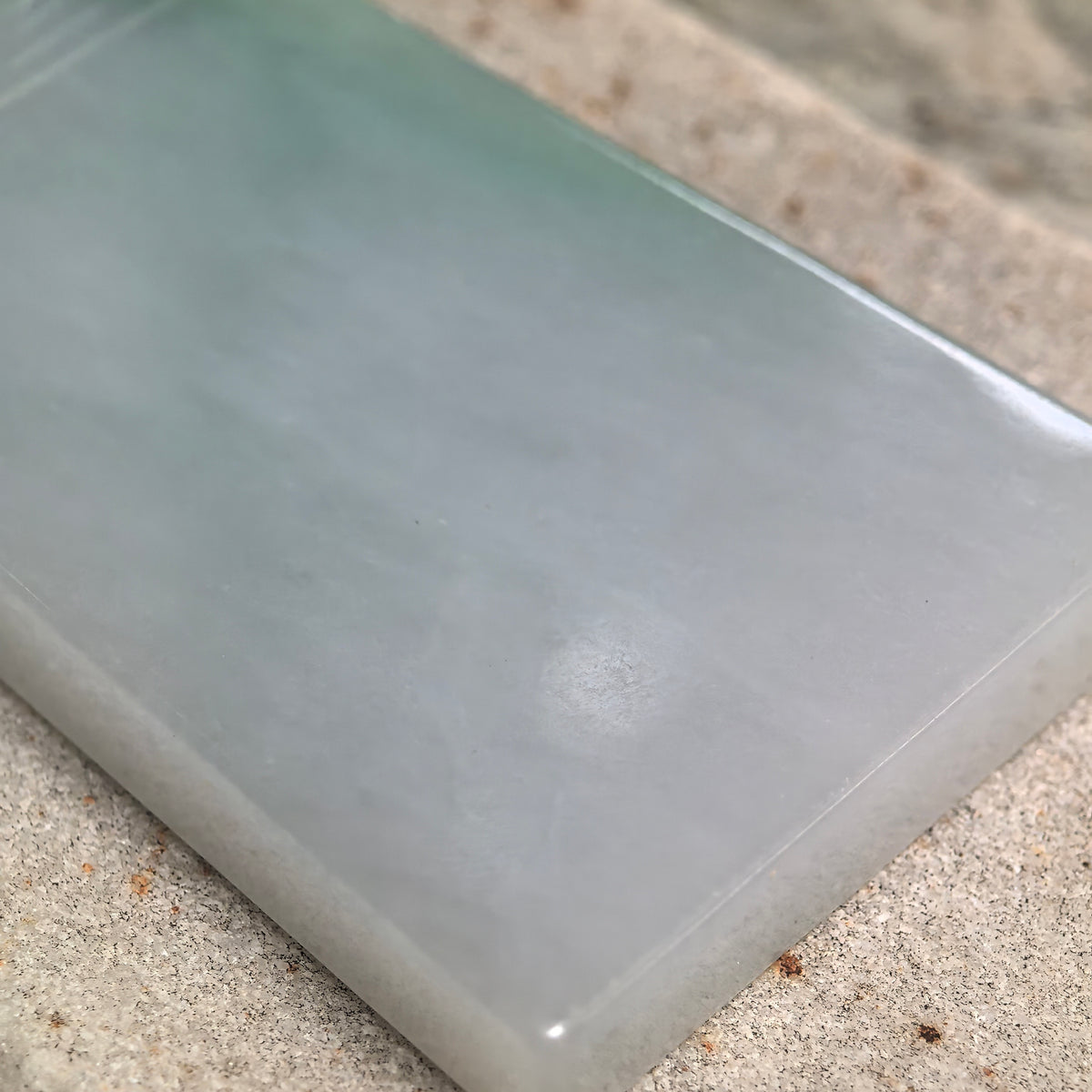 Glutinous White Jadeite Plain Plaque Pendant with Green Accents