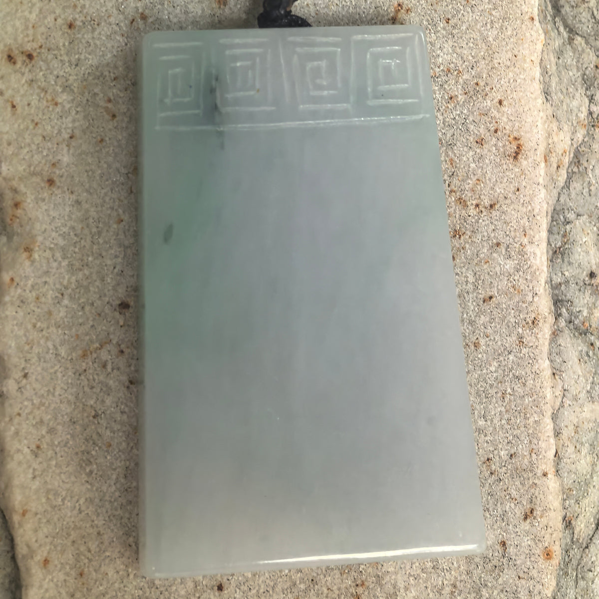 Glutinous White Jadeite Plain Plaque Pendant with Green Accents