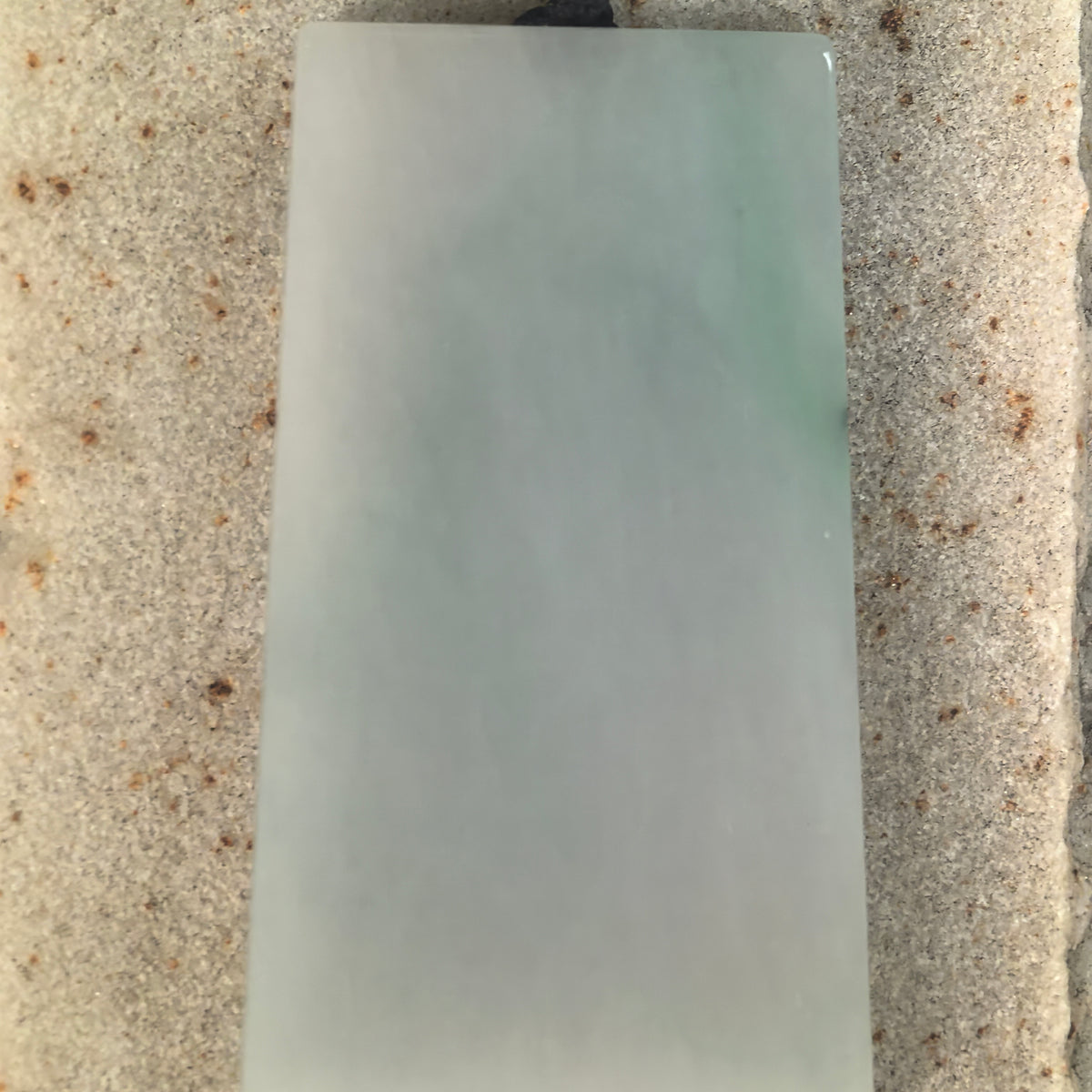 Glutinous White Jadeite Plain Plaque Pendant with Green Accents