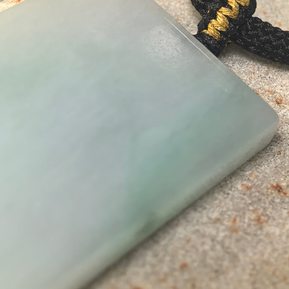 Glutinous White Jadeite Plain Plaque Pendant with Green Accents