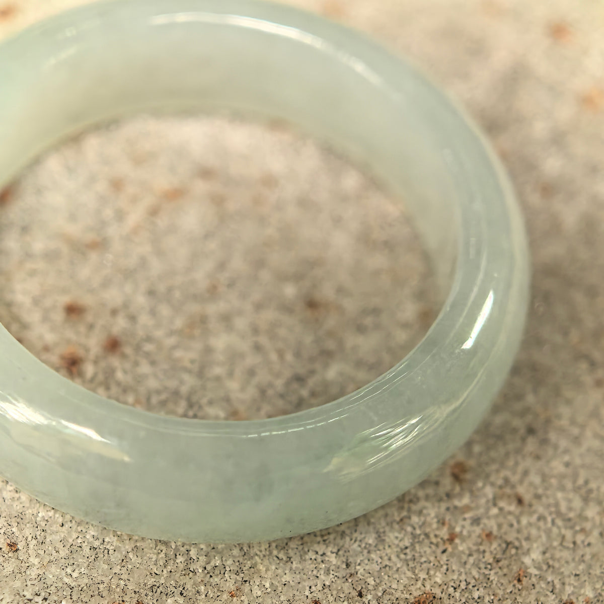 Glutinous White Jadeite Ring Band -US6.25
