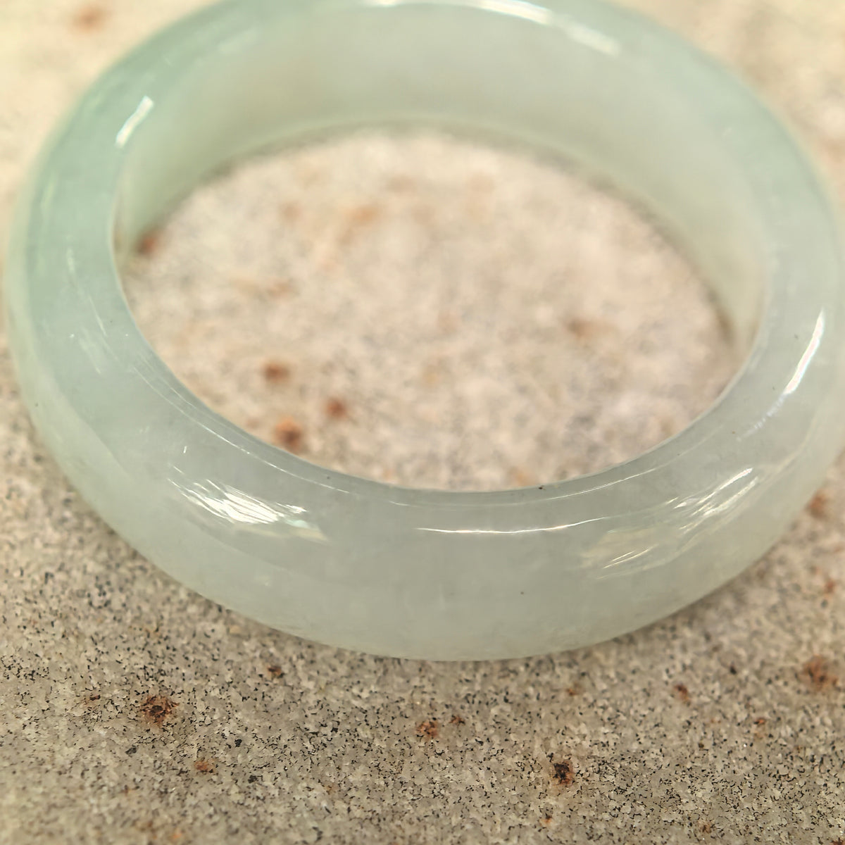 Glutinous White Jadeite Ring Band -US6.25