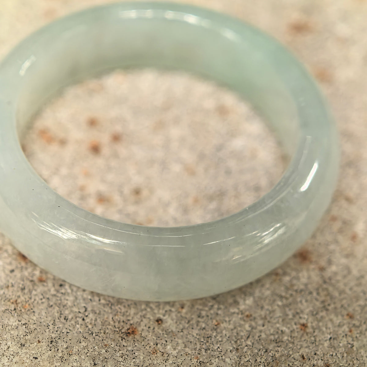 Glutinous White Jadeite Ring Band -US6.25