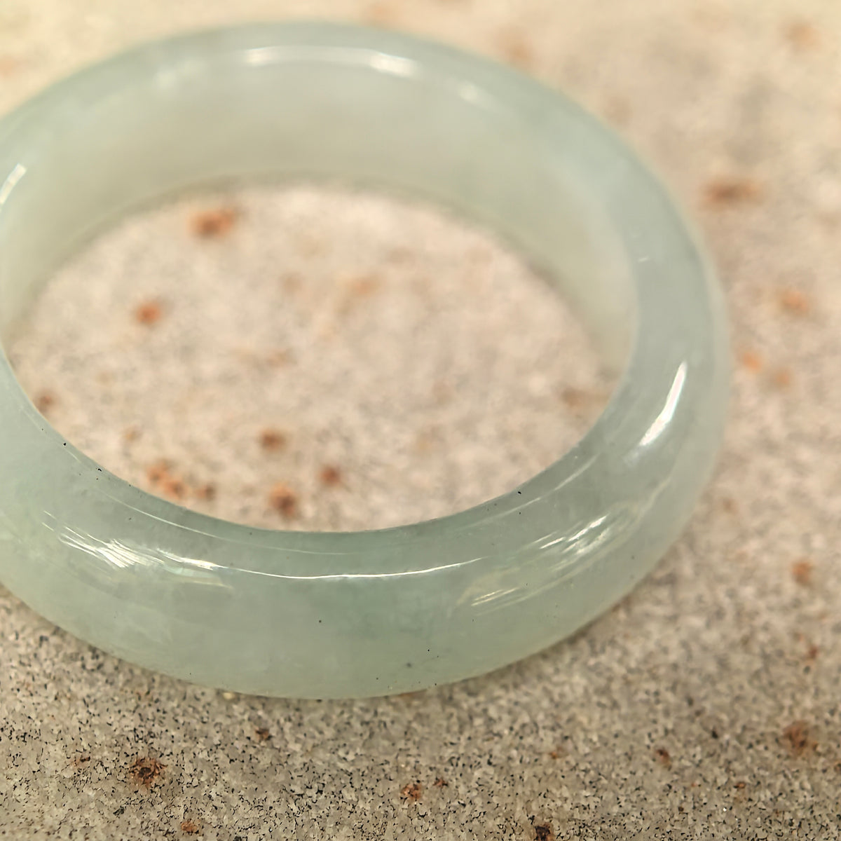 Glutinous White Jadeite Ring Band -US6.25
