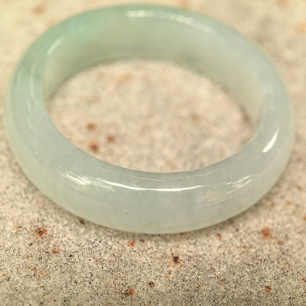 Glutinous White Jadeite Ring Band -US6.25