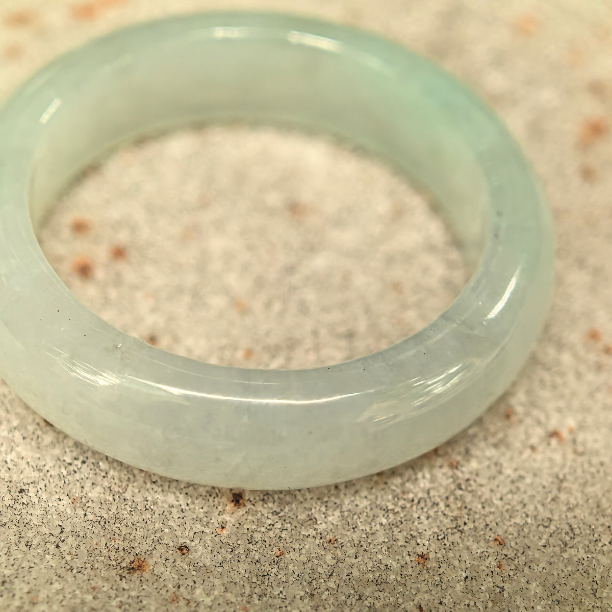 Glutinous White Jadeite Ring Band -US6.25