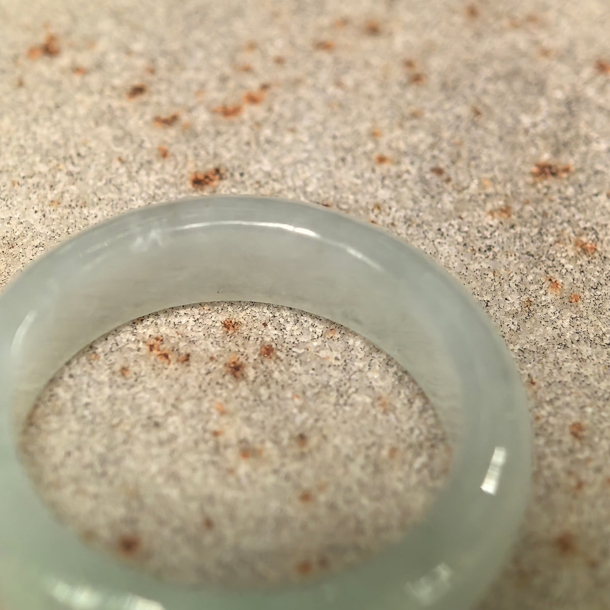 Glutinous White Jadeite Ring Band -US6.25