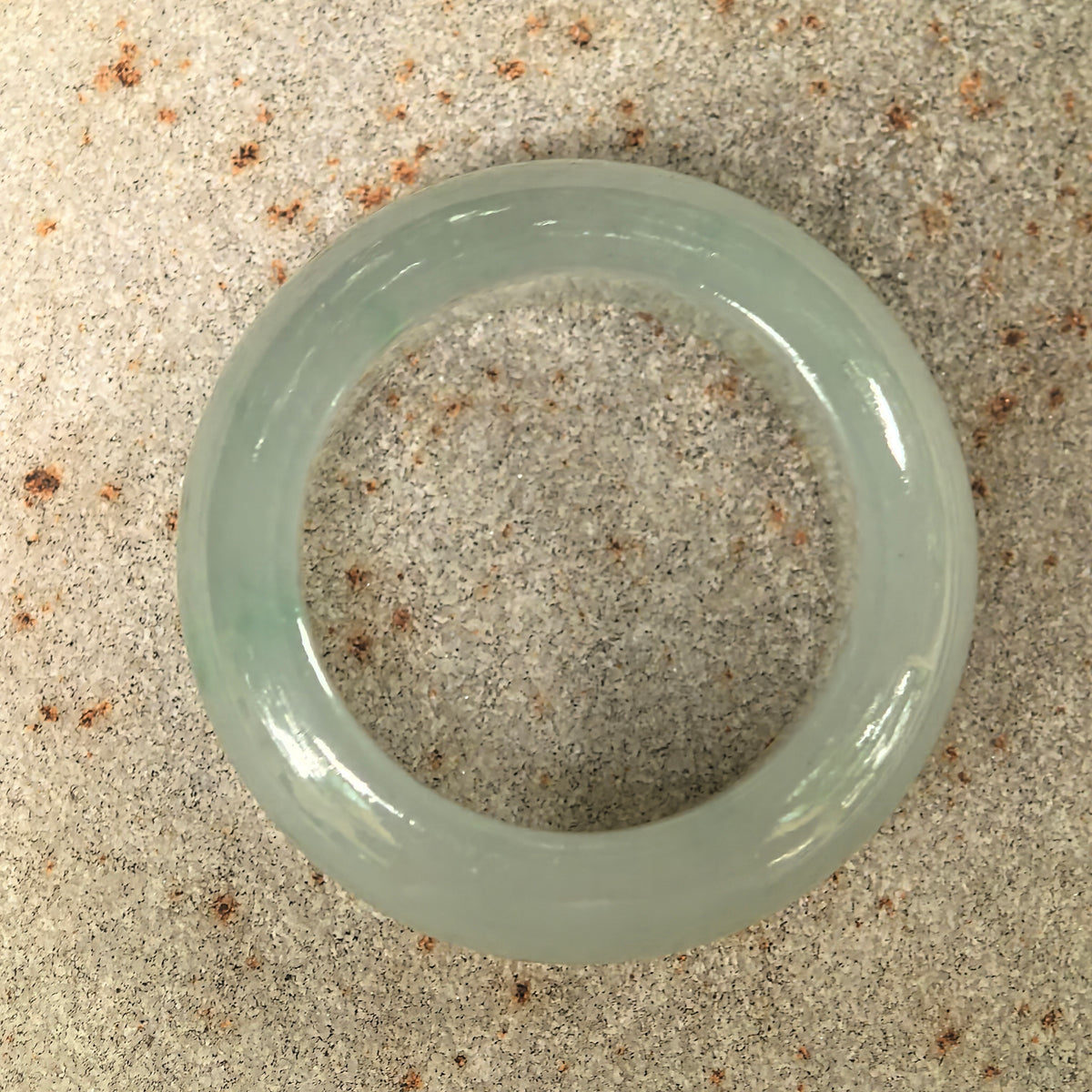 Icy Glutinous Pale Green Jadeite Ring Band -US7