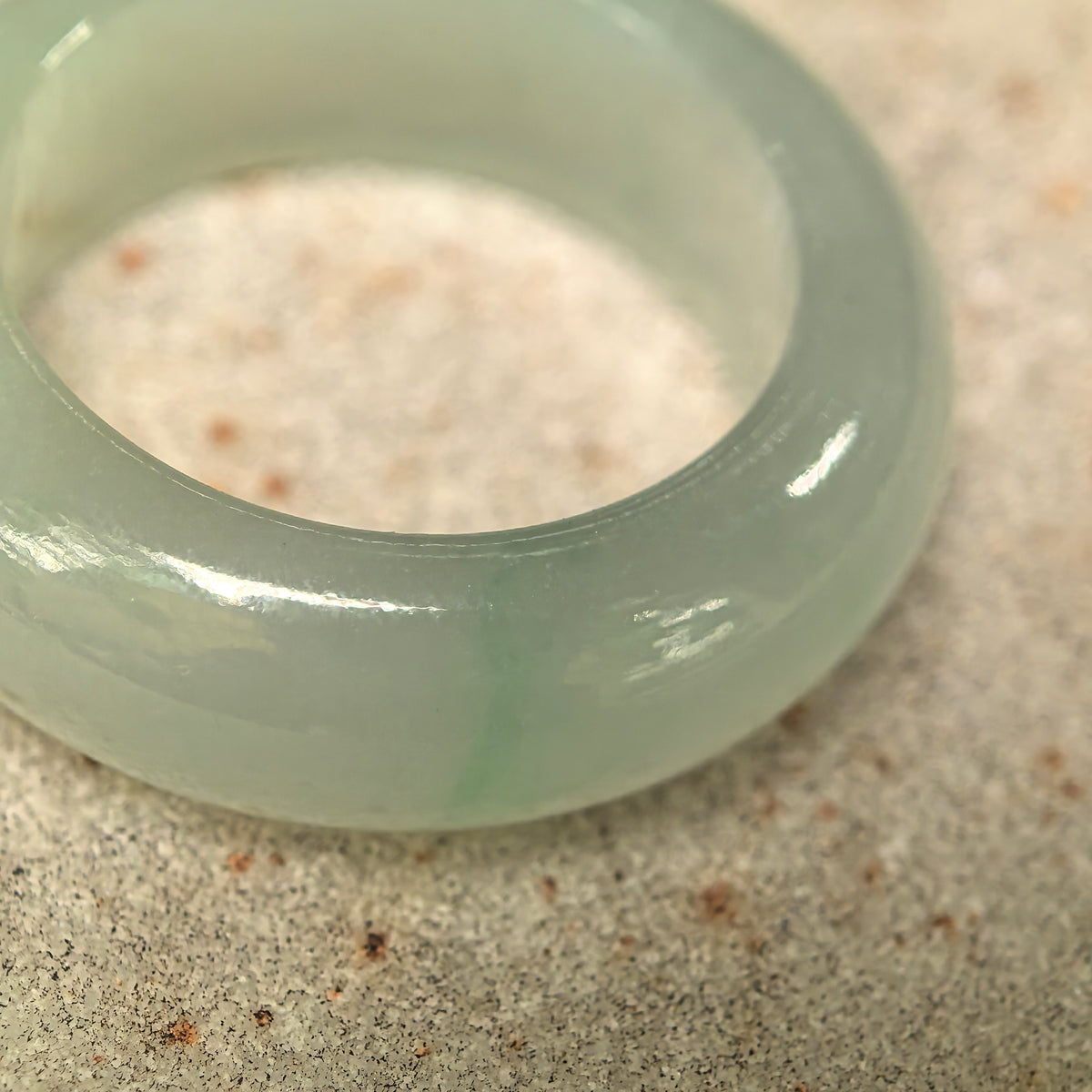 Icy Glutinous Pale Green Jadeite Ring Band -US7