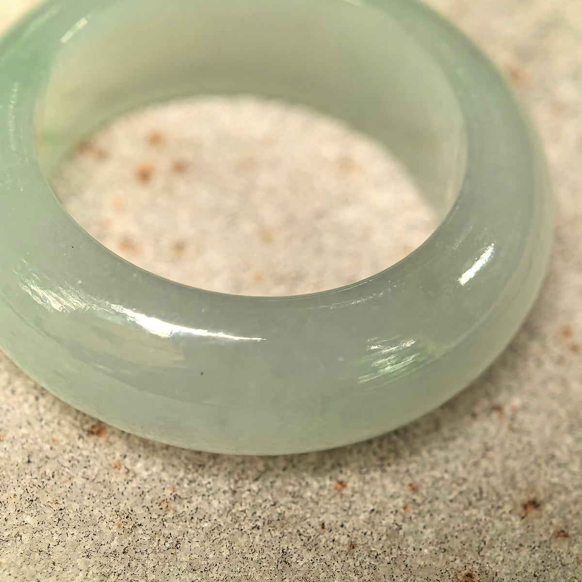 Icy Glutinous Pale Green Jadeite Ring Band -US7