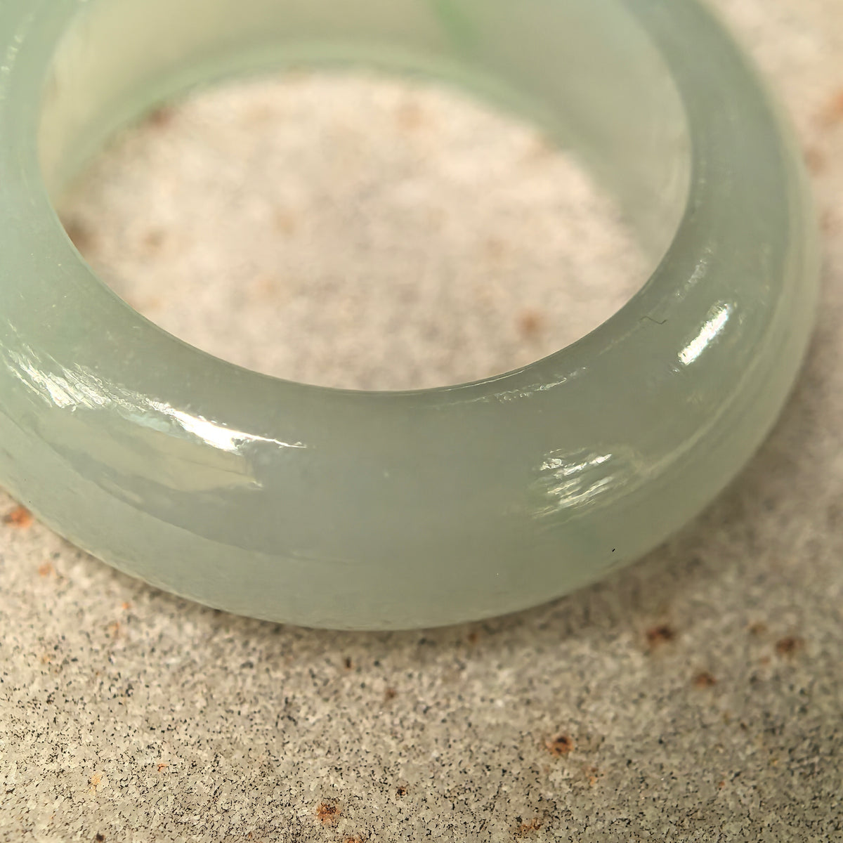 Icy Glutinous Pale Green Jadeite Ring Band -US7