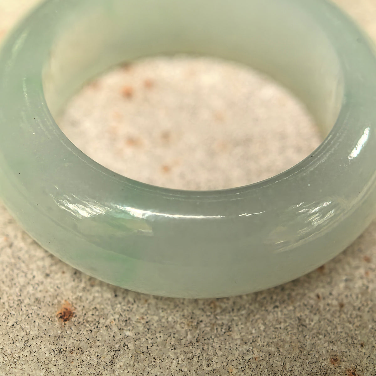 Icy Glutinous Pale Green Jadeite Ring Band -US7