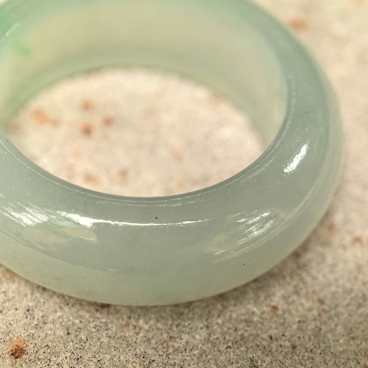 Icy Glutinous Pale Green Jadeite Ring Band -US7