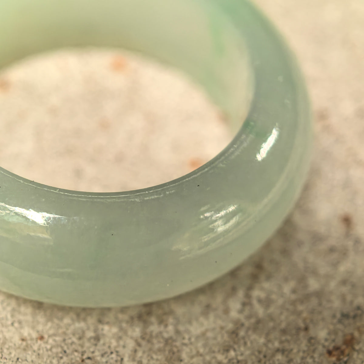 Icy Glutinous Pale Green Jadeite Ring Band -US7