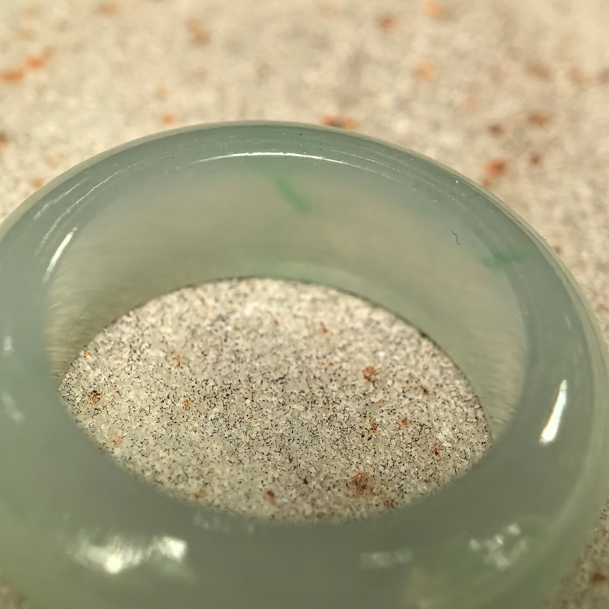 Icy Glutinous Pale Green Jadeite Ring Band -US7