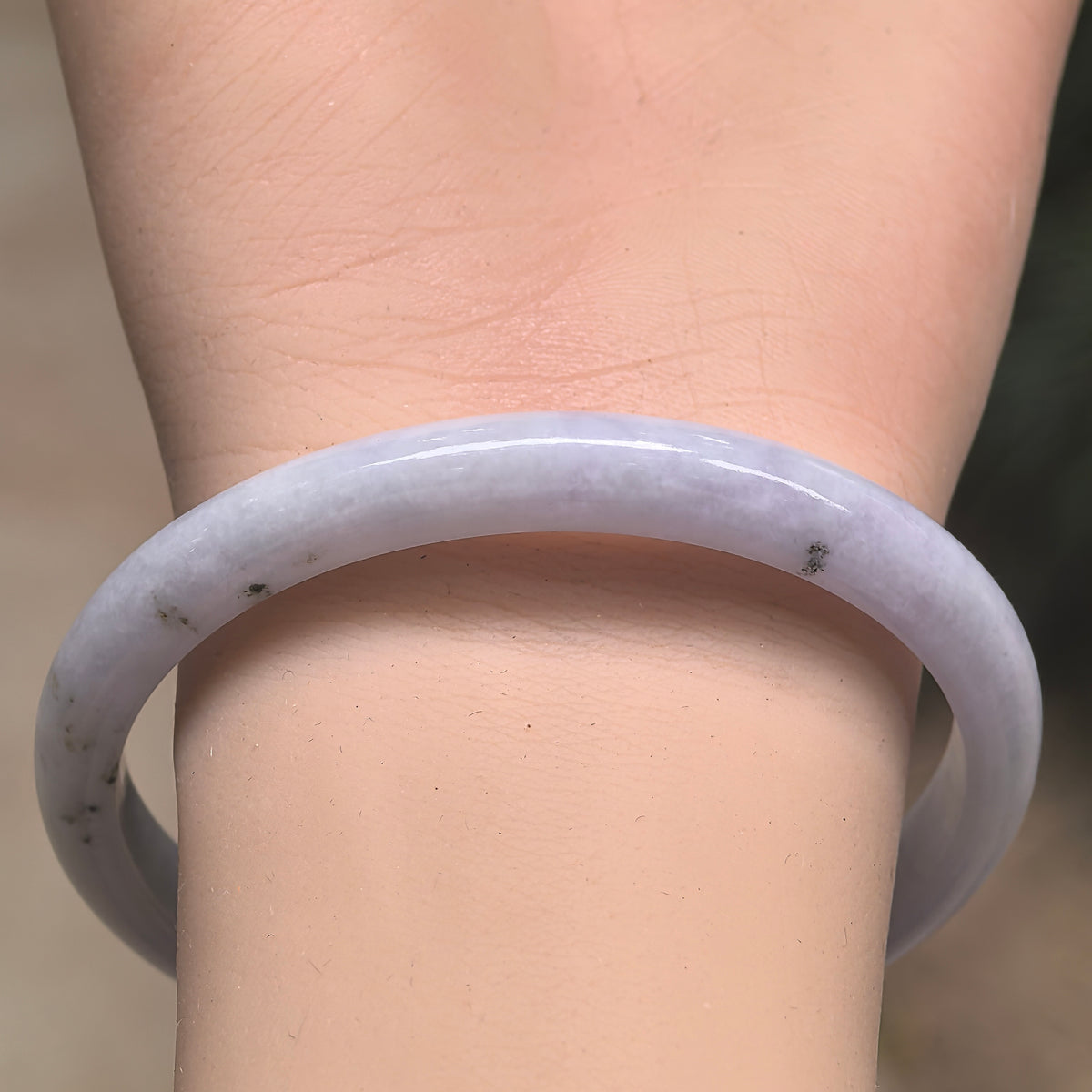 Glutinous White Slim D-Shape Jadeite Bangle -56mm · Not Sold Separately