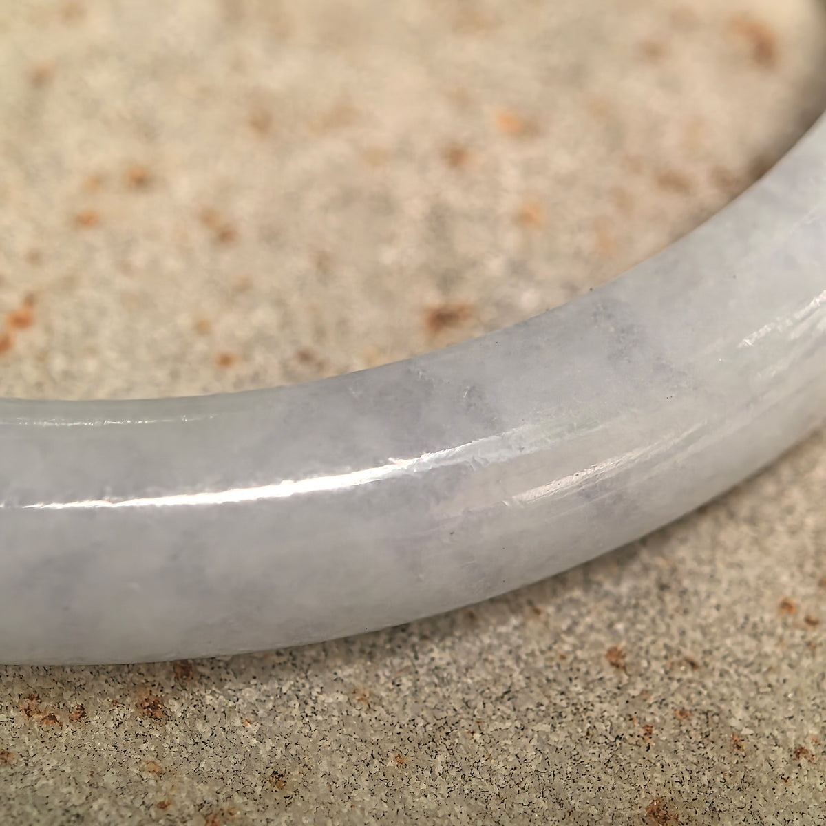 Glutinous White Slim D-Shape Jadeite Bangle -56mm · Not Sold Separately