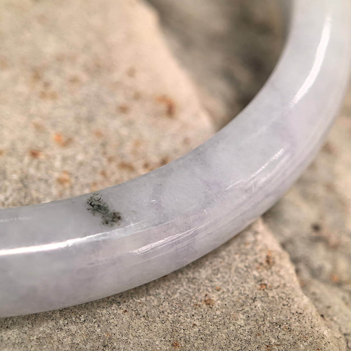 Glutinous White Slim D-Shape Jadeite Bangle -56mm · Not Sold Separately