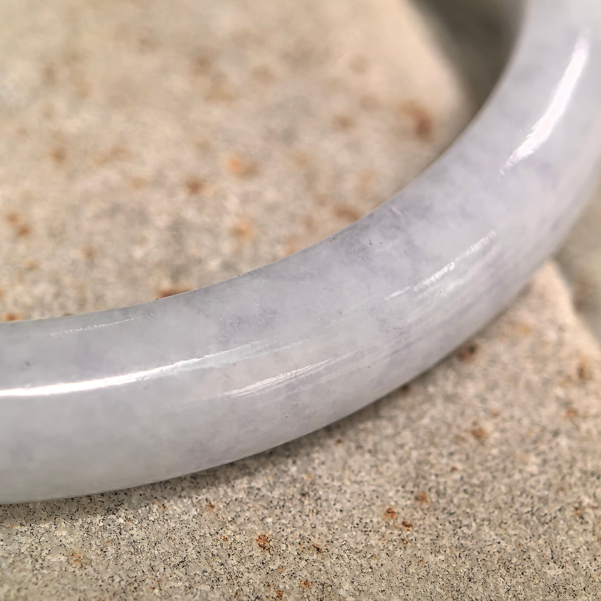 Glutinous White Slim D-Shape Jadeite Bangle -56mm · Not Sold Separately