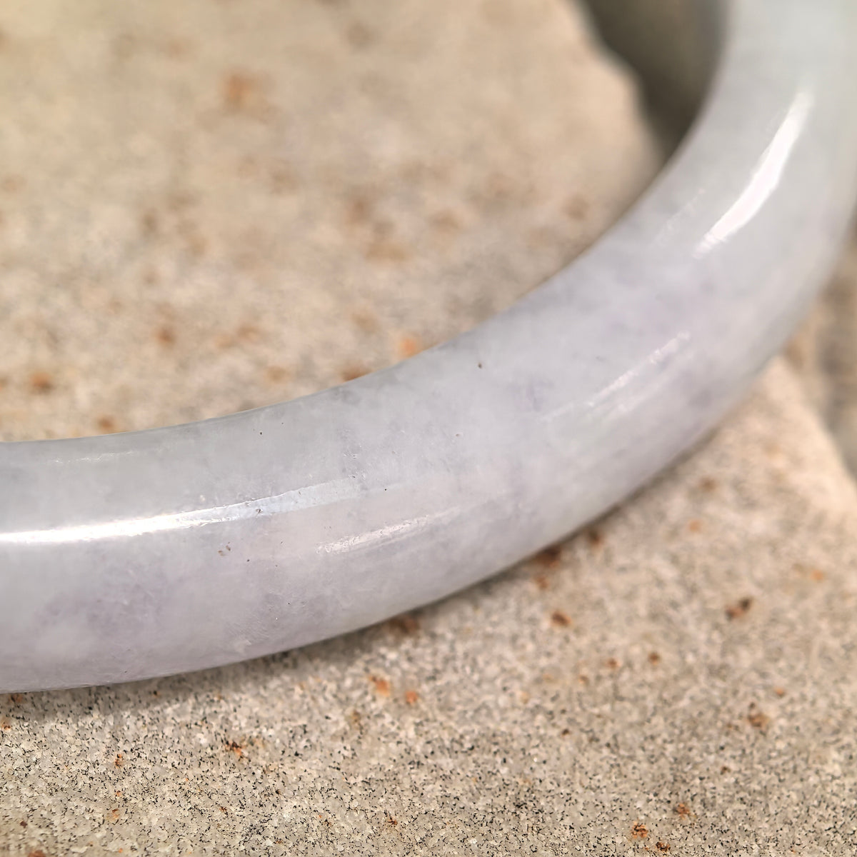 Glutinous White Slim D-Shape Jadeite Bangle -56mm · Not Sold Separately