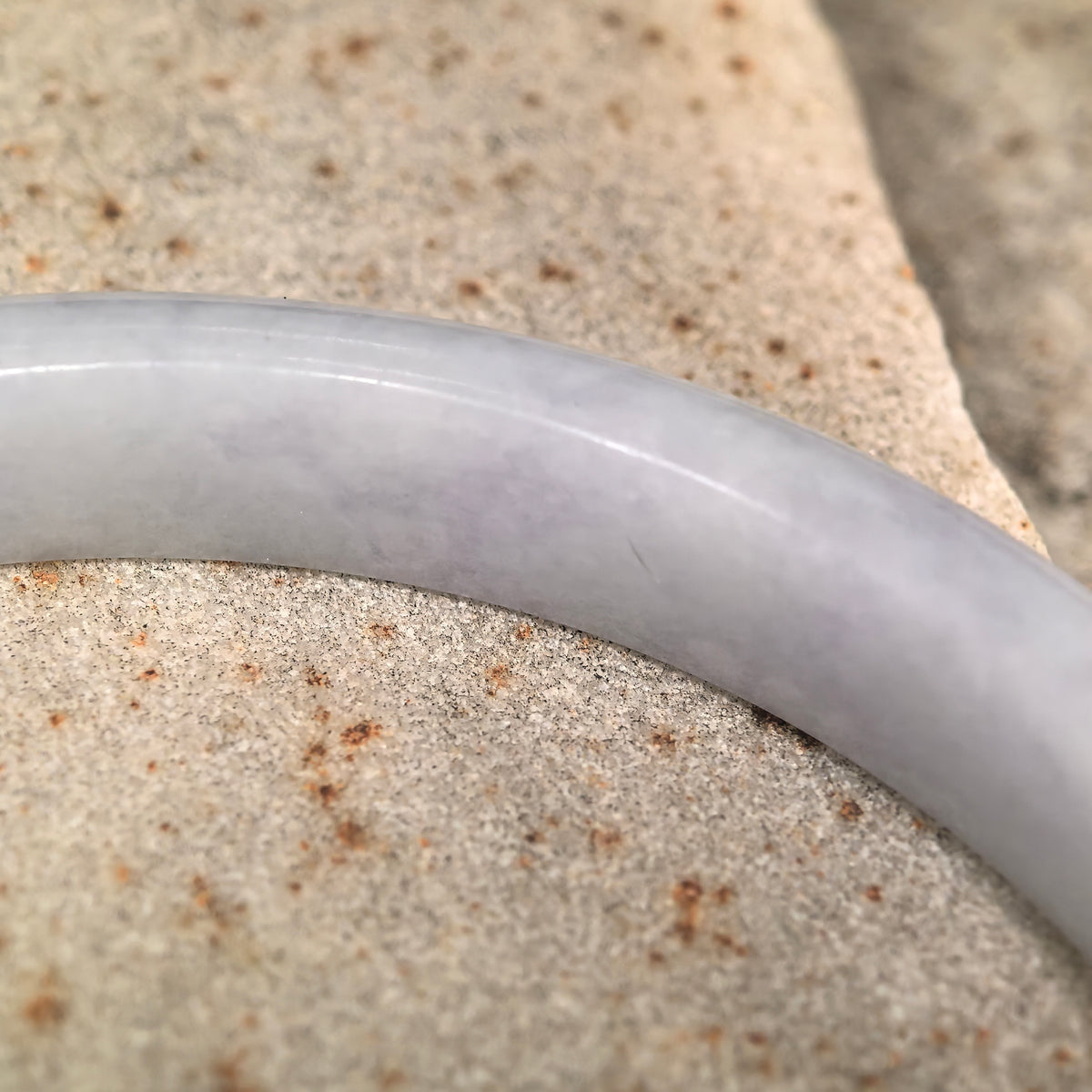 Glutinous White Slim D-Shape Jadeite Bangle -56mm · Not Sold Separately