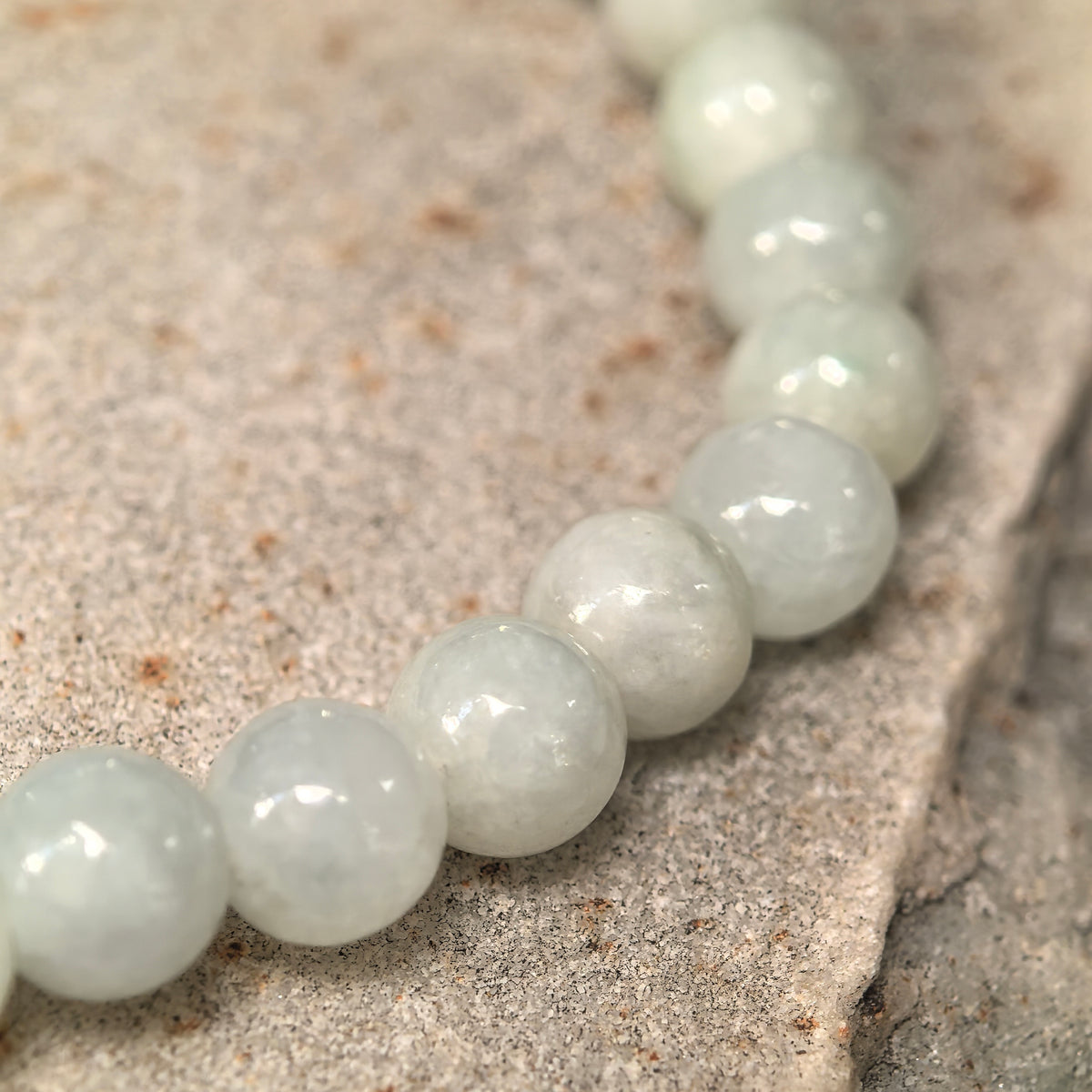 Glutinous Pale Green Jadeite Bead Bracelet with Yellow Accents · Not Sold Separately