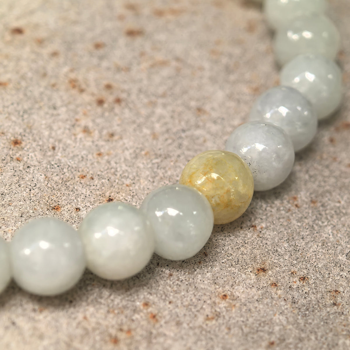 Glutinous Pale Green Jadeite Bead Bracelet with Yellow Accents · Not Sold Separately